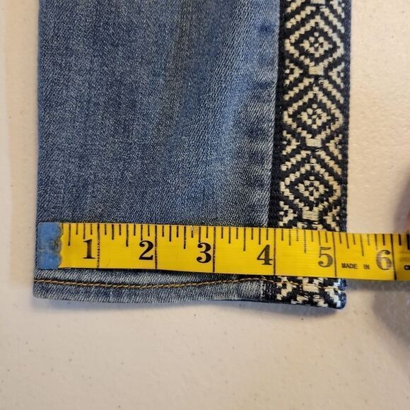 Driftwood Jackie High Rise Skinny Jeans with Embroidered Aztec Side Stripe sz 28 - Picture 13 of 13